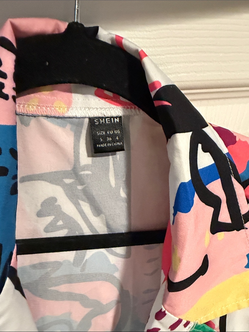 Multicolor Abstract Print Button-Front Jacket - Picture 4 of 12